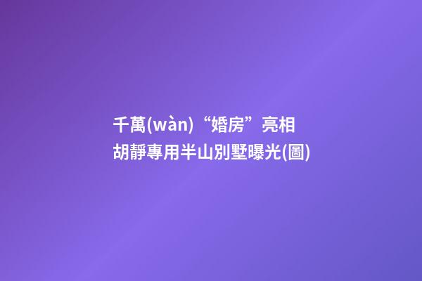千萬(wàn)“婚房”亮相 胡靜專用半山別墅曝光(圖)